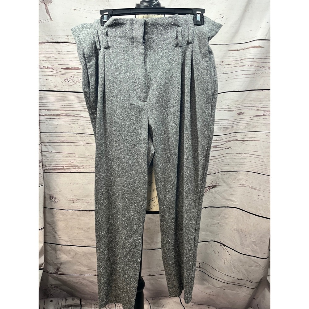 Express Ankle High Rise Pleated Trousers Pants Women's Size 12R Gray Speckled